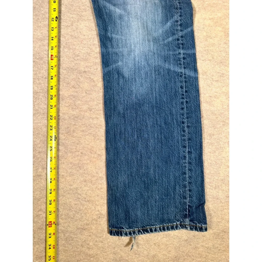 Levis 501 Jeans Mens 36x34 Blue Whiskering Denim Cotton Straight‎ Leg Button Fly